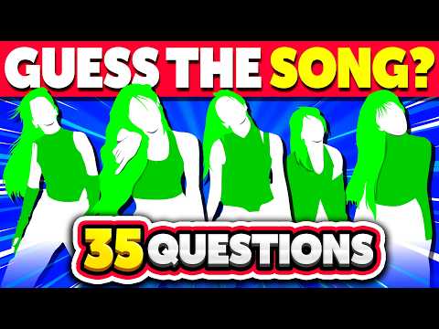 K-pop dance quiz featuring blurred figures dancing, with multiple choice options.