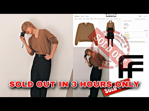 BTS Jimin wearing a brown KHAITE V-neck sweater.