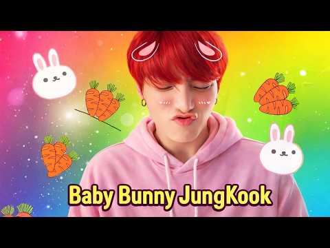 BTS Jungkook smiling playfully, showcasing his 'bunny' charm
