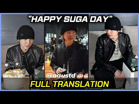 BTS SUGA celebrating his birthday with a cake during a Weverse Live
