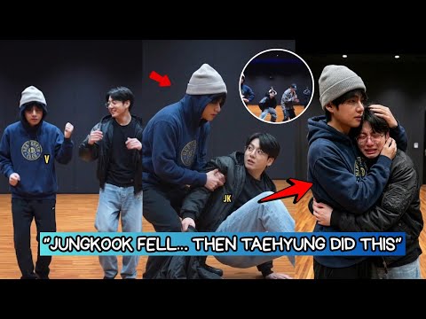 BTS's Jungkook and V on stage, hinting at an emotional moment as described in a fan video