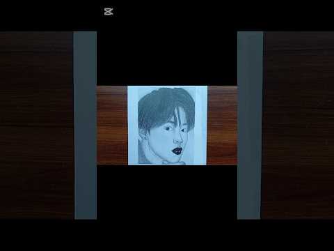 Detailed pencil portrait of BTS's Jimin featured in a YouTube Short