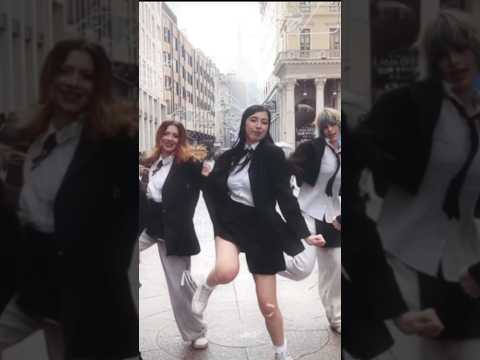 KEYRIS CREW's Jane dancing NewJeans' 'Ditto' in a school uniform, embodying Hyein's style.