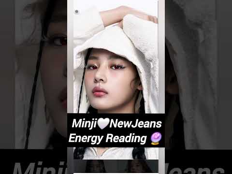 NewJeans Minji energy reading thumbnail with tarot cards, crystals, and a spiritual theme.