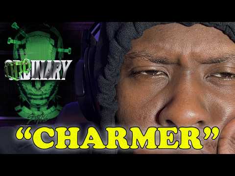 Screenshot of a YouTube reaction video showing a person reacting to Stray Kids' 'CHARMER' lyrics.