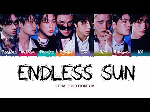Stray Kids 'Endless Sun' lyric video thumbnail with color-coded text.