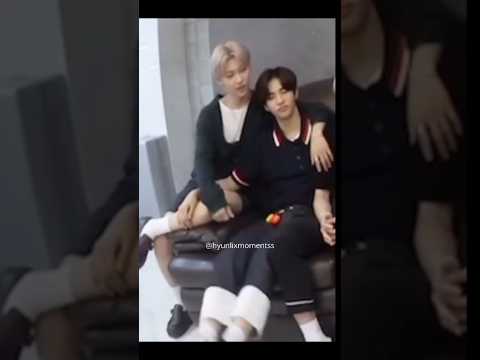 Stray Kids' Hyunjin and Felix sharing a sweet moment in a fan compilation video.