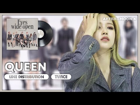TWICE members in a vibrant, regal concept from the 'Eyes Wide Open' era, as seen in a line distribution video thumbnail.