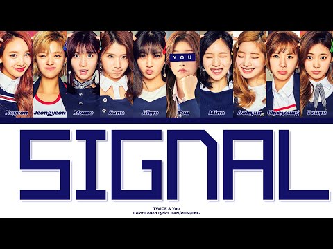 TWICE members in 'SIGNAL' concept alongside karaoke lyrics