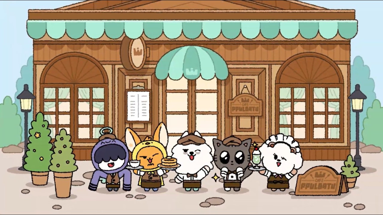 TXT members featured in the PPULBATU CAFE 2026 in JAPAN video thumbnail.